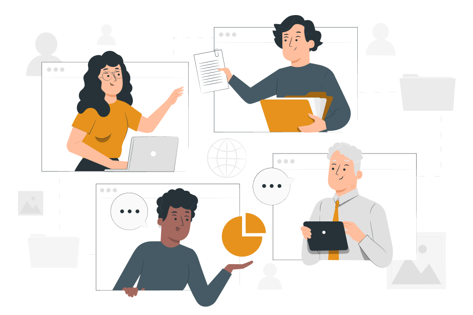 Online team collaboration illustration