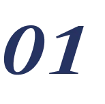 Black background with blue numeral 01